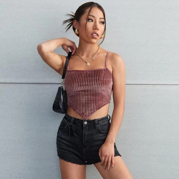 SHEIN Tops - New Dusty Pink Rib-Knit Velvet Cami Top